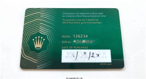 rolex warranty card 2020.